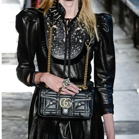 Gucci Cruise 2017 runway black leather dress set . Extremely rare !!!